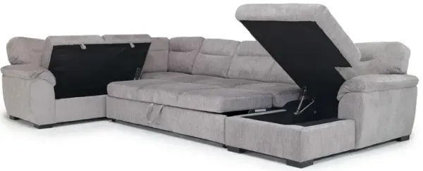 Wanda XL Storage Chaise Sleeper Sectional in Gray, Right Facing