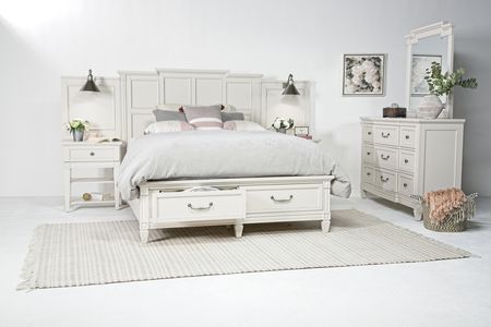 Willowbrook Panel Wall Bed w/ Storage in Egg Shell White, Queen