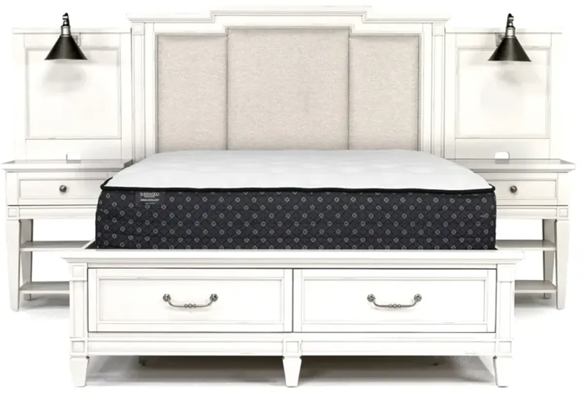 Willowbrook Upholstered Wall Bed w/ Storage in Egg Shell White, Queen