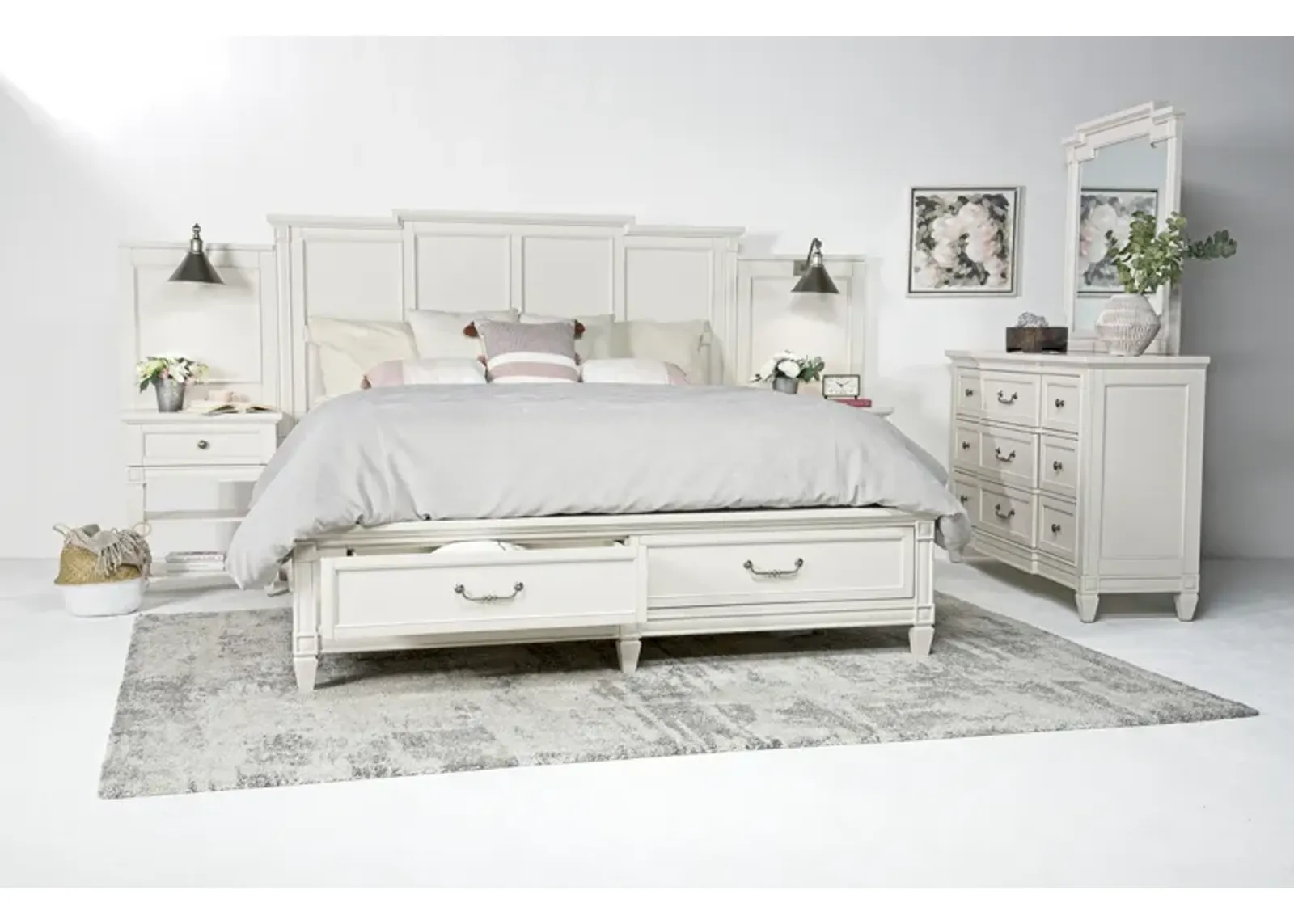 Willowbrook Panel Wall Bed w/ Storage in Egg Shell White, CA King