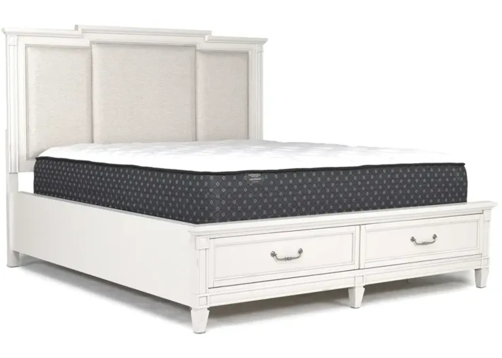 Willowbrook Upholstered Wall Bed w/ Storage in Egg Shell White, CA King