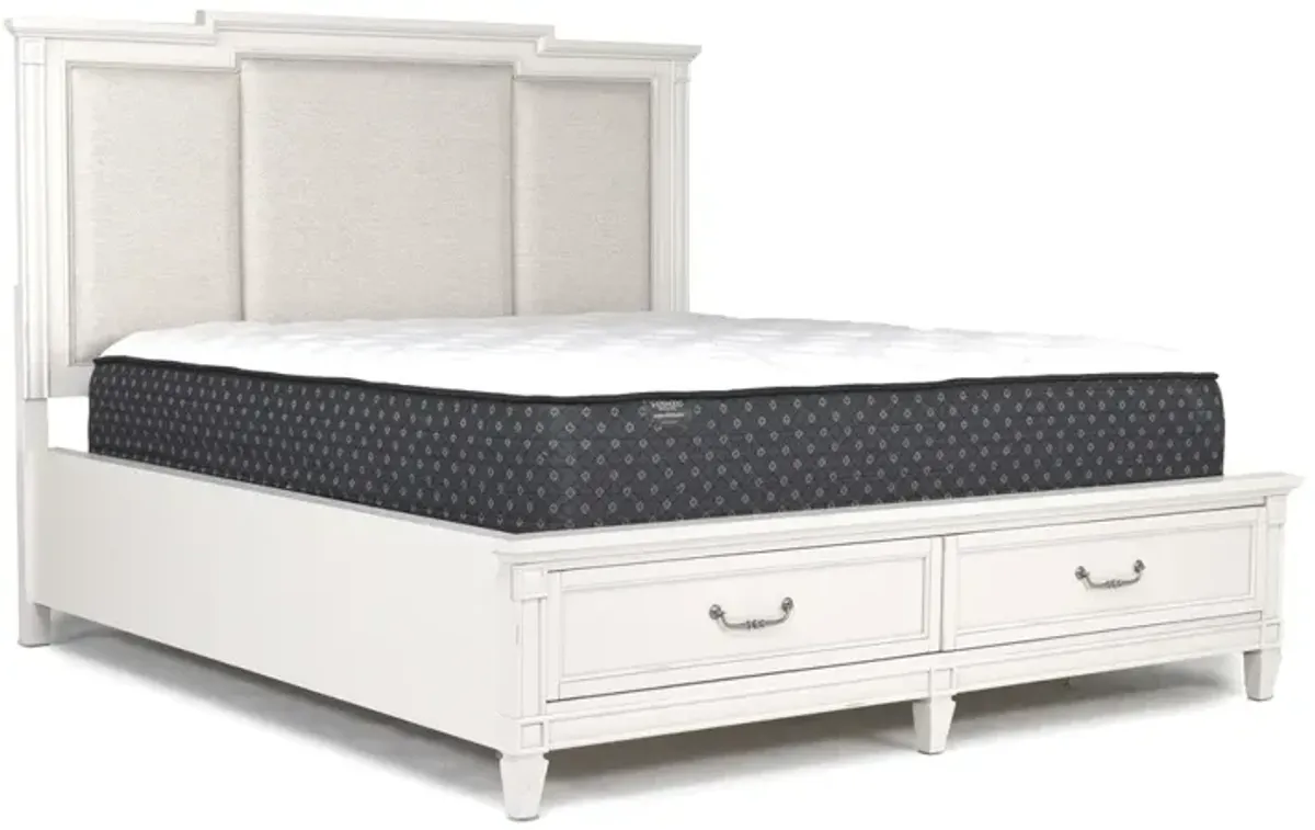 Willowbrook Upholstered Wall Bed w/ Storage in Egg Shell White, CA King