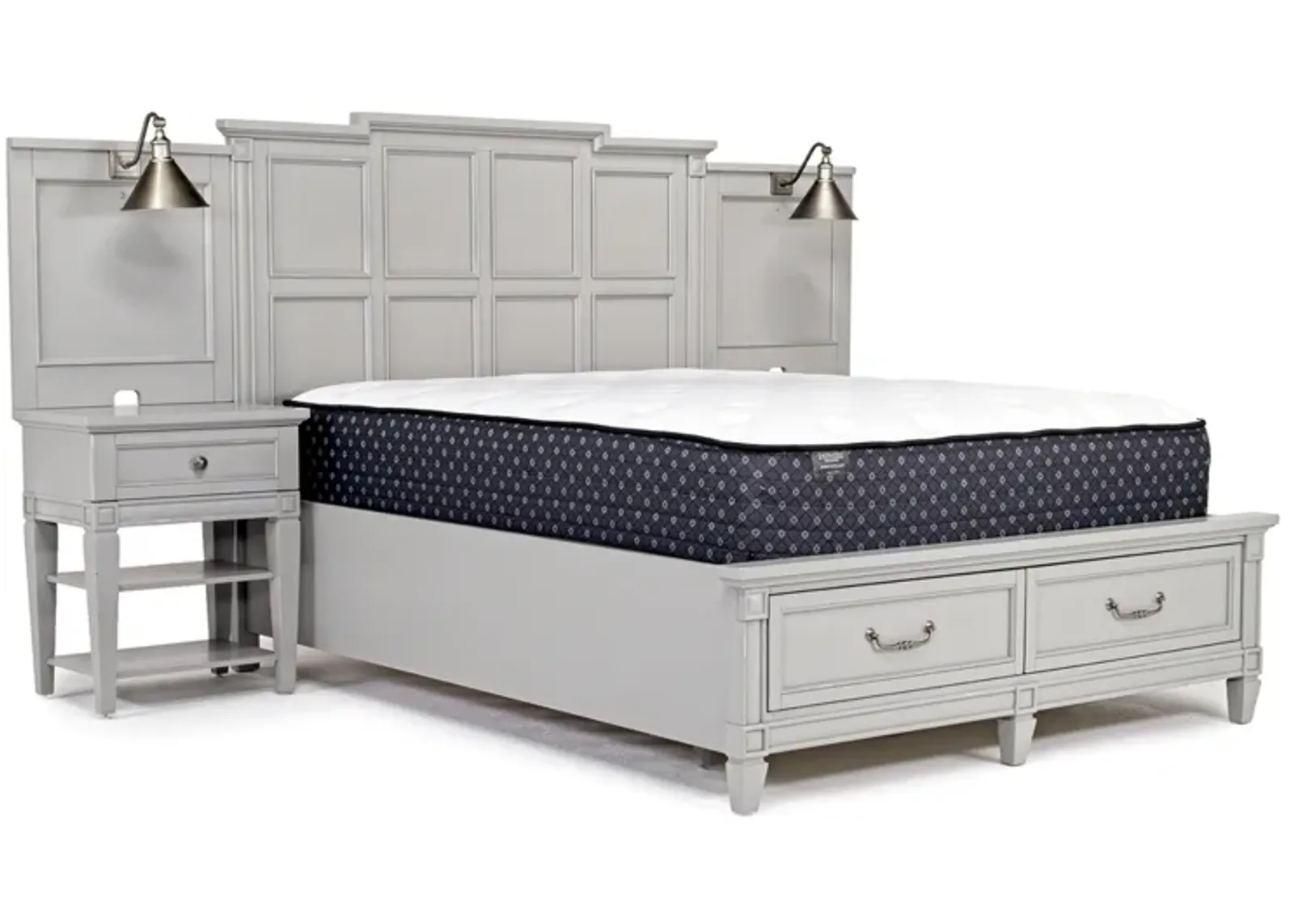 Willowbrook Panel Wall Bed w/ Storage in Pebble, Queen