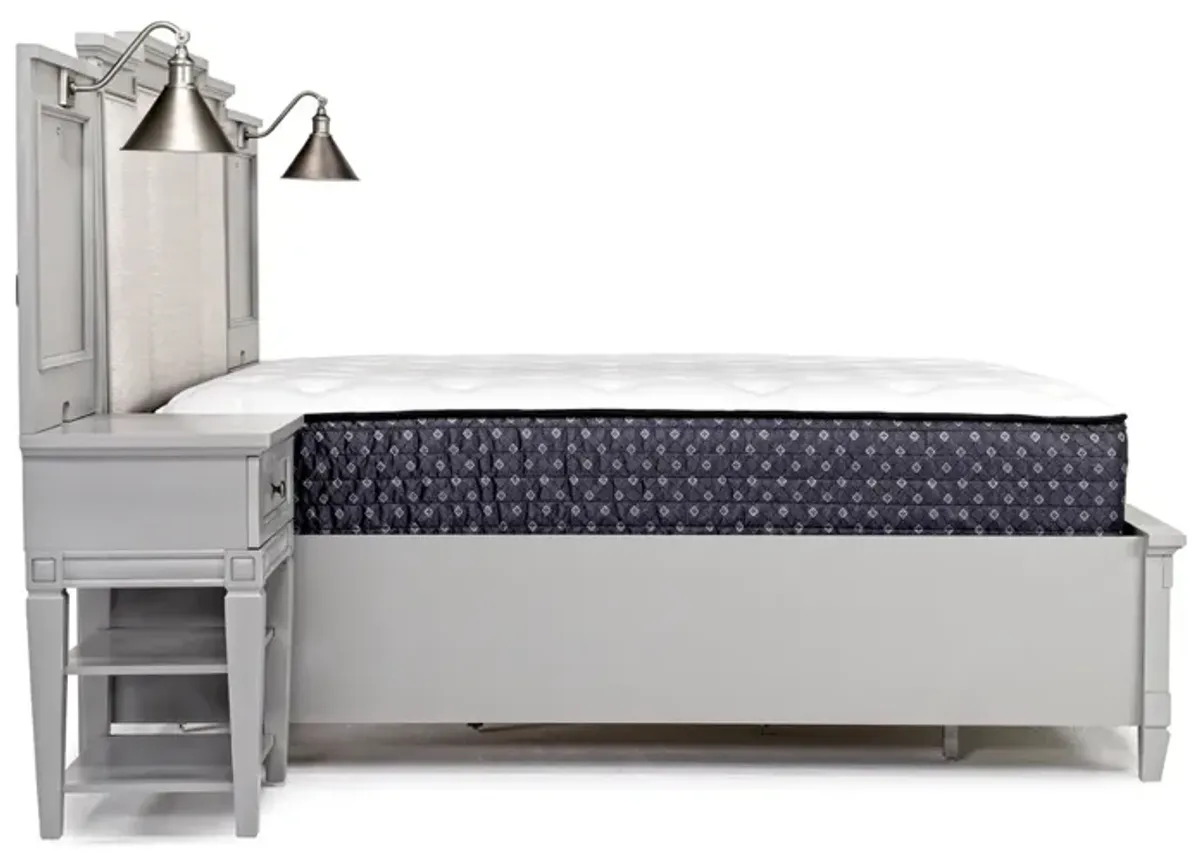 Willowbrook Upholstered Wall Bed w/ Storage in Pebble, Queen