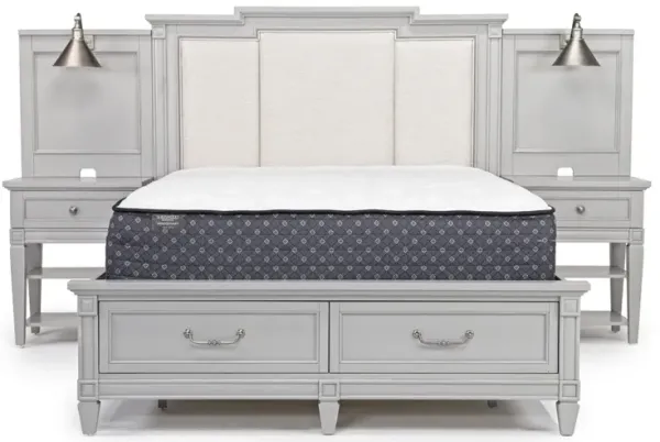 Willowbrook Upholstered Wall Bed w/ Storage in Pebble, Queen