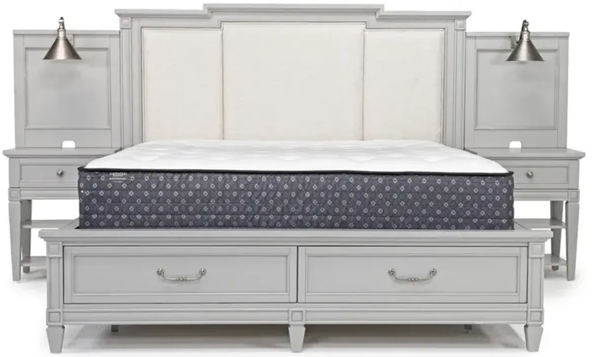 Willowbrook Upholstered Wall Bed w/ Storage in Pebble, CA King