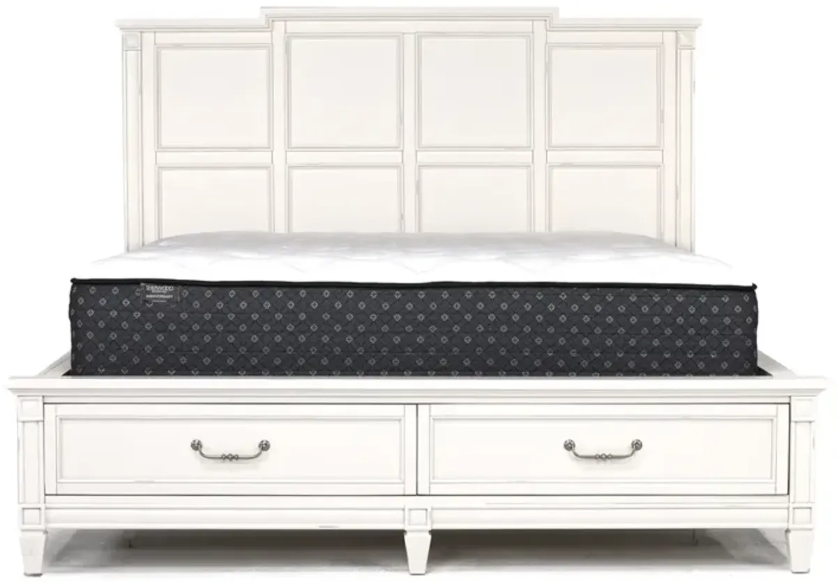 Willowbrook Panel Bed w/ Storage in Egg Shell White, Queen