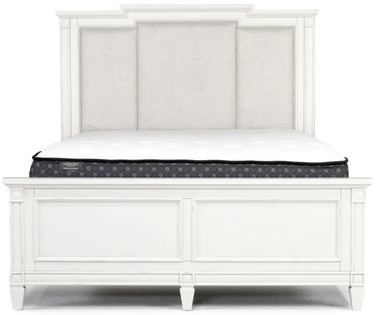 Willowbrook Upholstered Bed in Egg Shell White, Queen