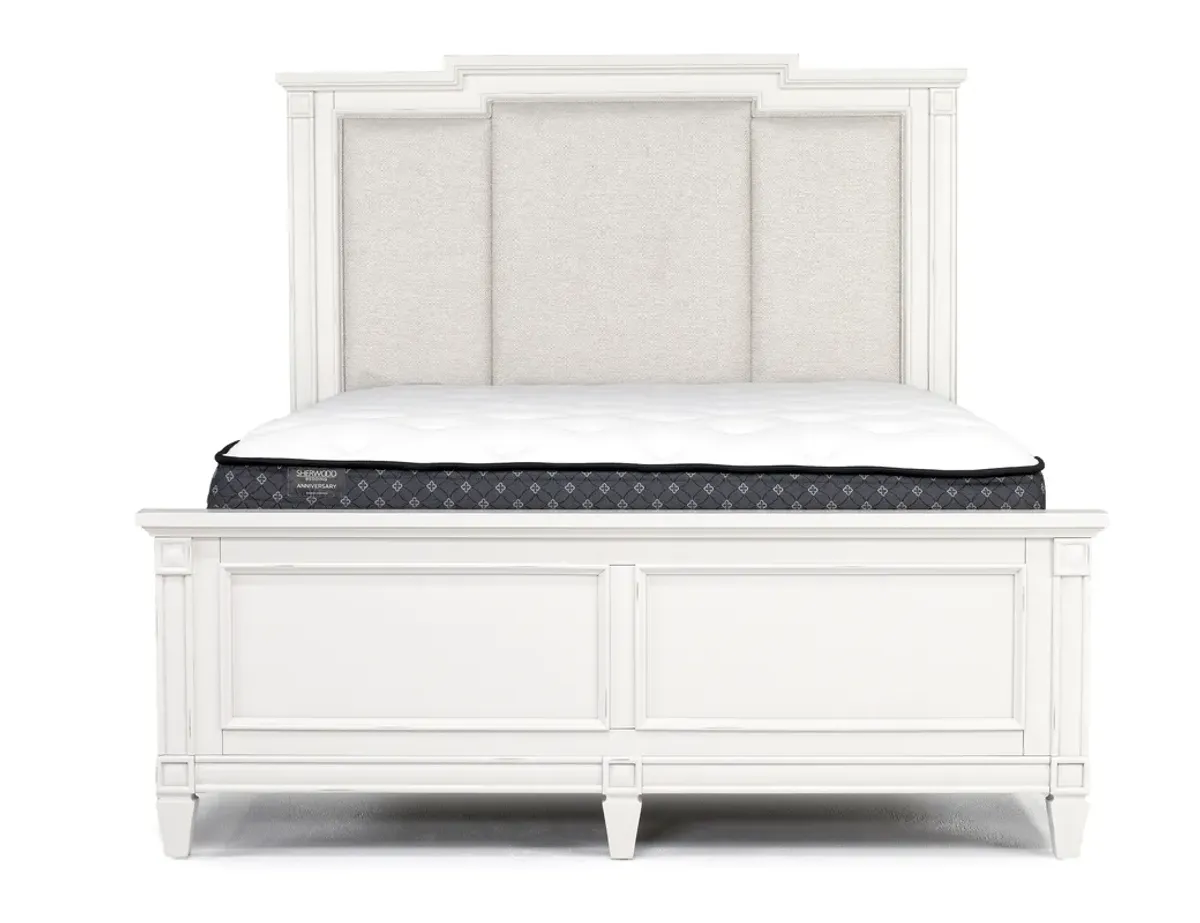 Willowbrook Upholstered Bed in Egg Shell White, Queen