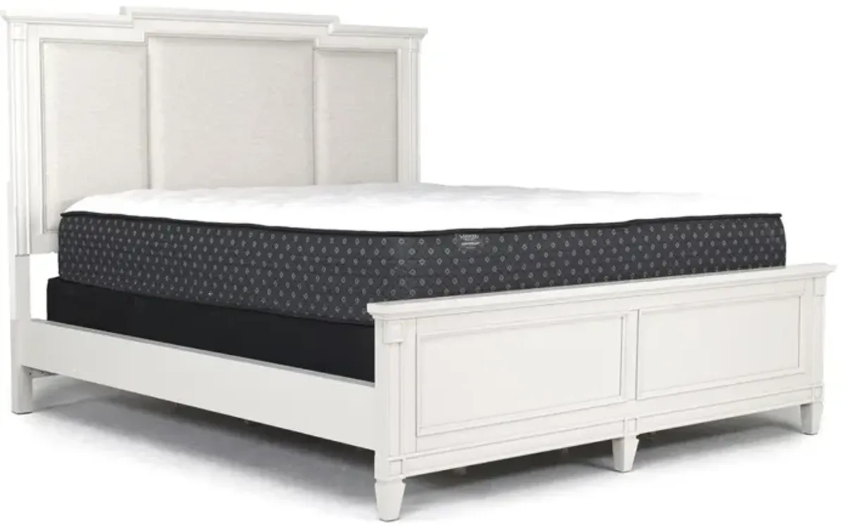 Willowbrook Upholstered Bed, Dresser & Mirror in Egg Shell White, Queen