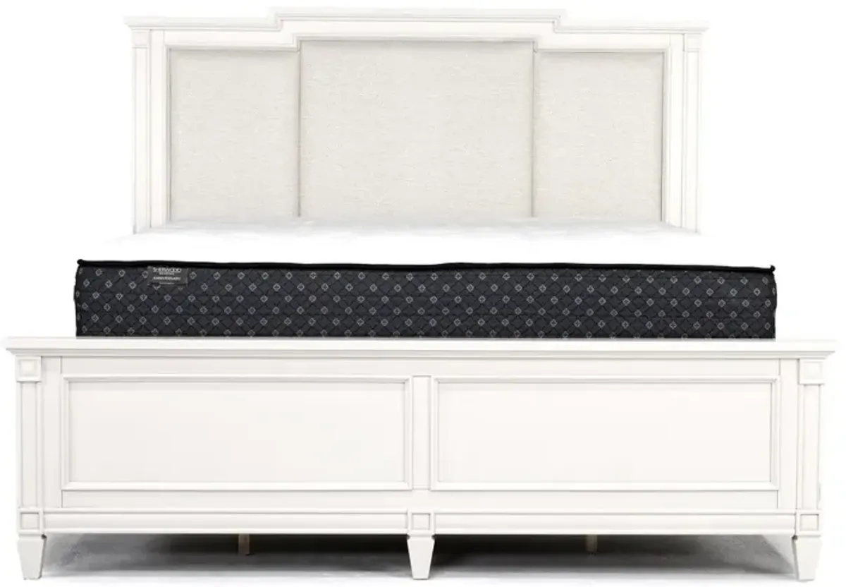 Willowbrook Upholstered Bed in Egg Shell White, Eastern King