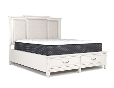 Willowbrook Upholstered Bed w/ Storage in Egg Shell White, Queen