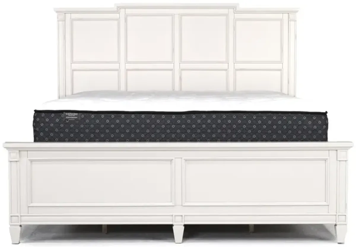 Willowbrook Panel Bed, Dresser, Mirror & Nightstand in Egg Shell White, Queen