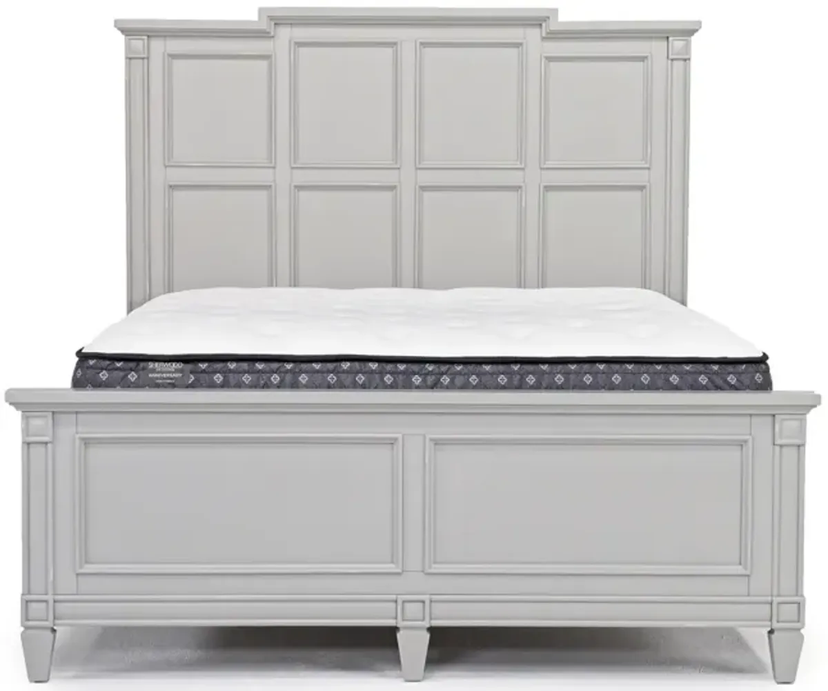 Willowbrook Panel Bed, Dresser, Mirror & Nightstand in Pebble, Queen