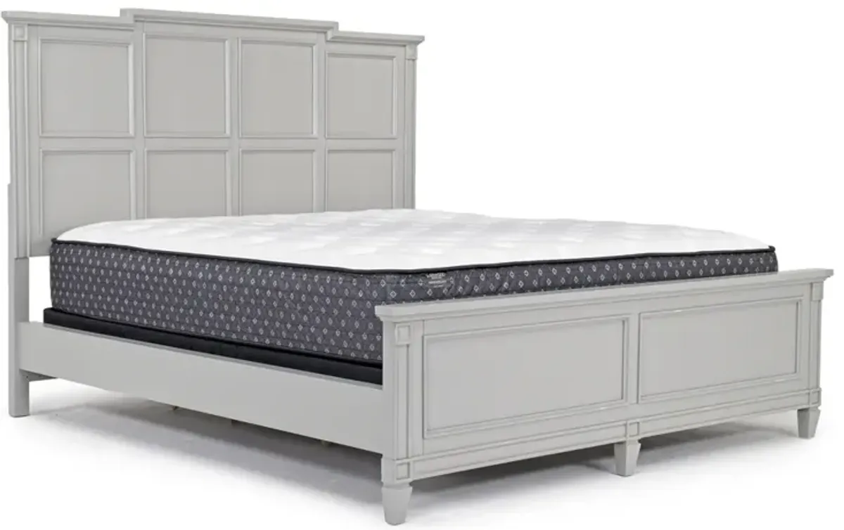 Willowbrook Panel Bed, Dresser, Mirror & Nightstand in Pebble, CA King