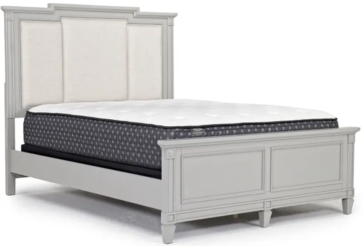 Willowbrook Upholstered Panel Bed in Pebble, Queen