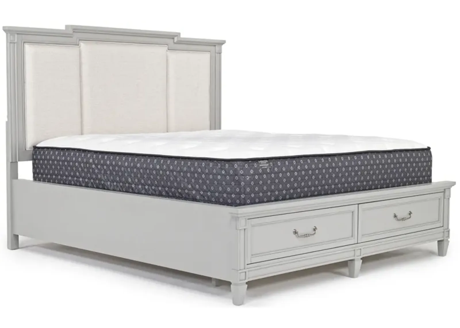 Willowbrook Upholstered Panel Bed w/ Storage in Pebble, CA King