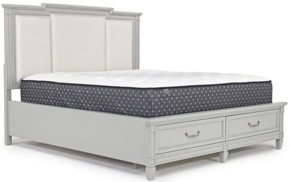 Willowbrook Upholstered Panel Bed w/ Storage in Pebble, CA King