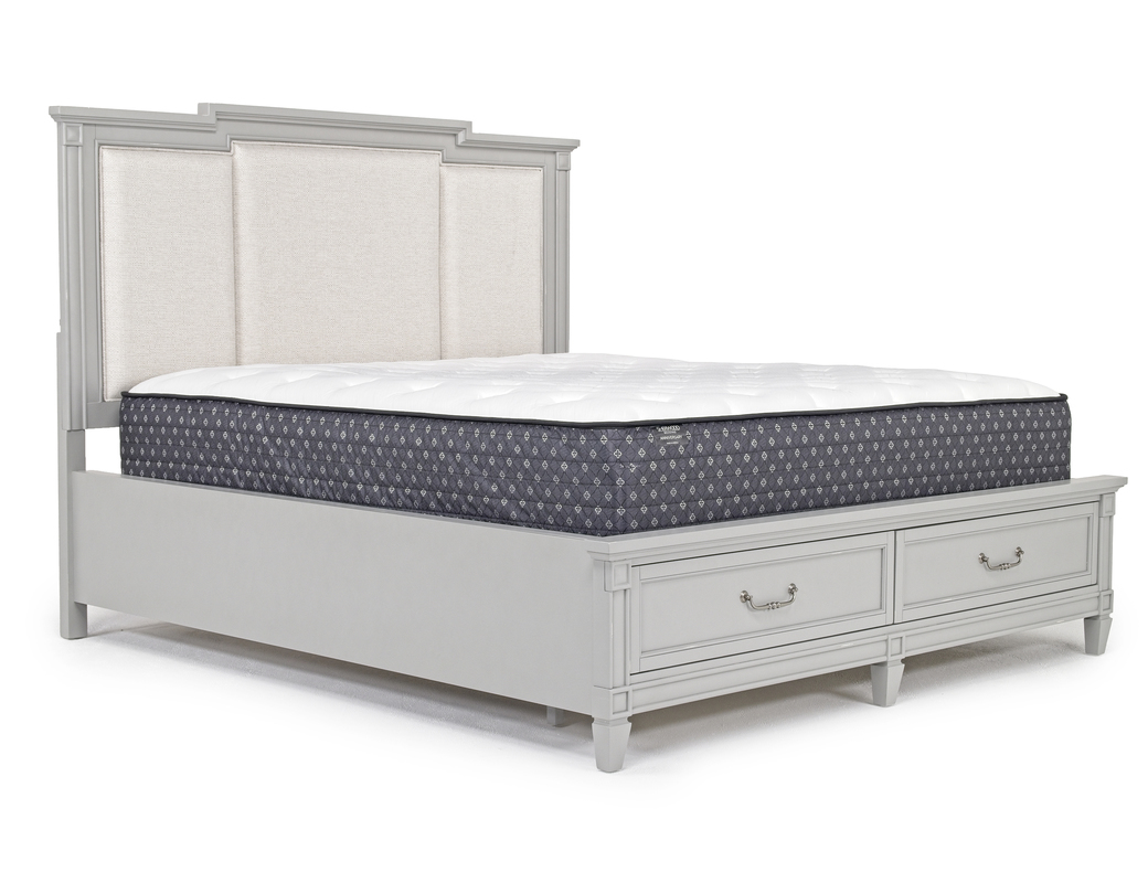 Willowbrook Upholstered Panel Bed w/ Storage in Pebble, CA King