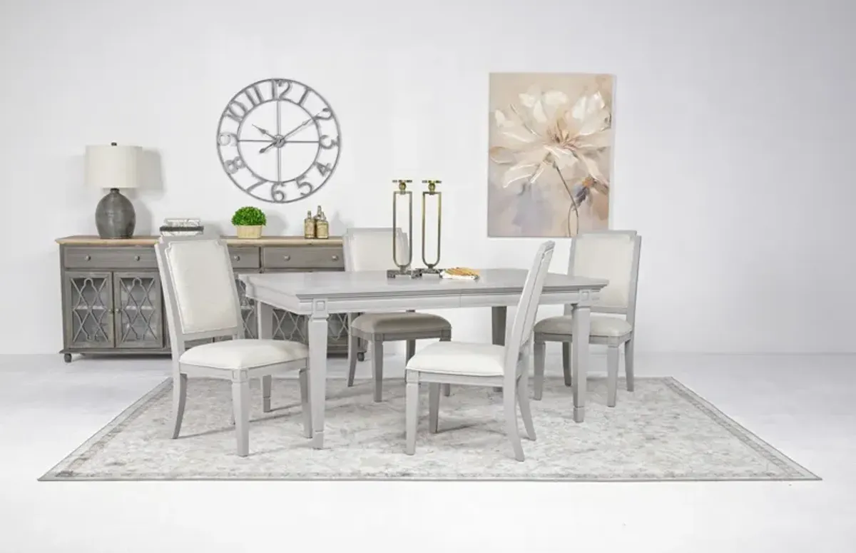 Willowbrook Dining Table & 4 Chairs in Pebble, Upholstered