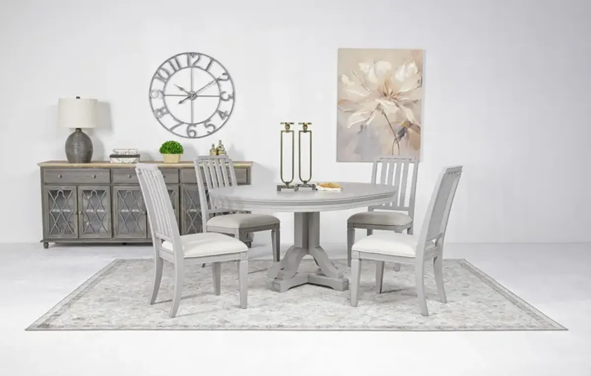 Willowbrook Round Dining Table & 4 Chairs in Pebble, Slat