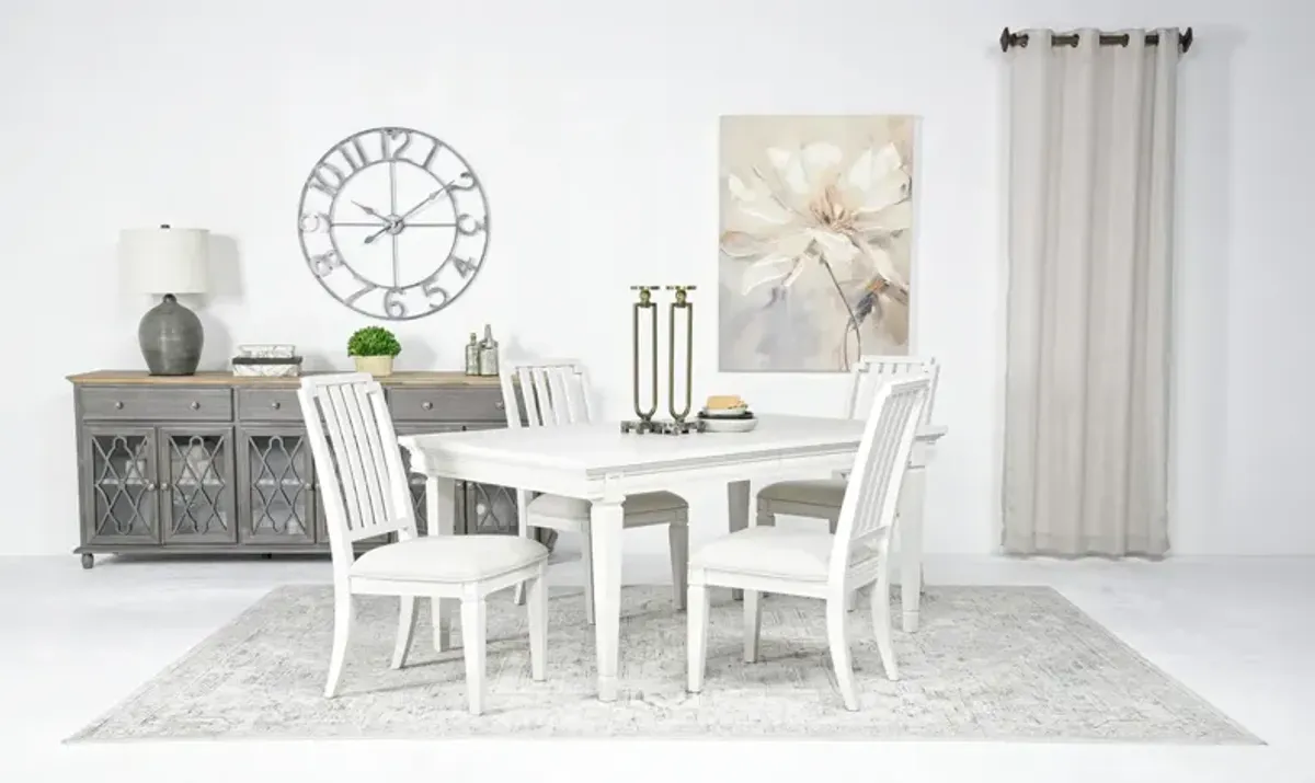 Willowbrook Dining Table & 4 Chairs in Egg Shell White, Slat