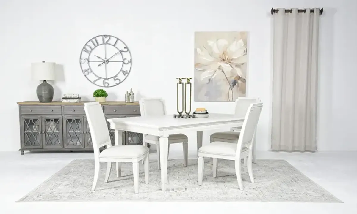 Willowbrook Dining Table & 4 Chairs in Egg Shell White, Upholstered