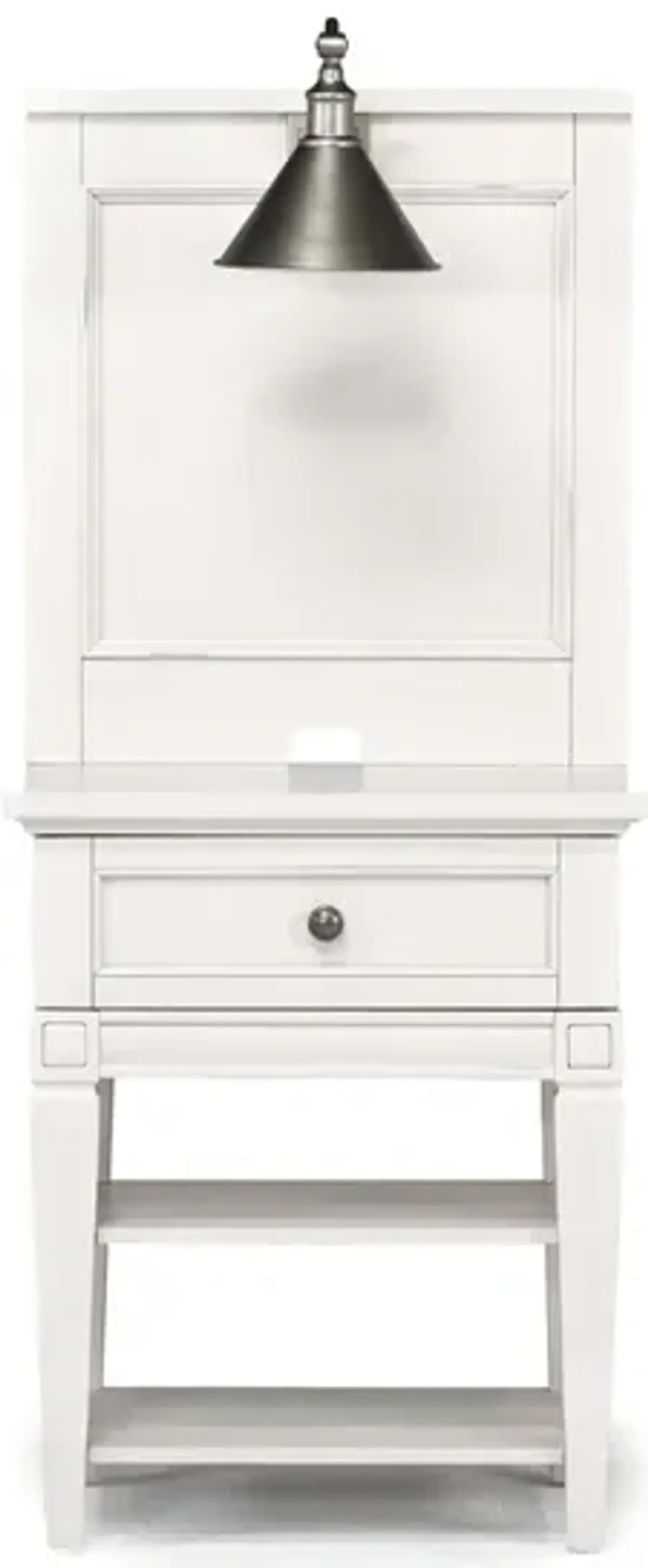 Willowbrook Nightstand & Hutch w/ Lamp in Egg Shell White