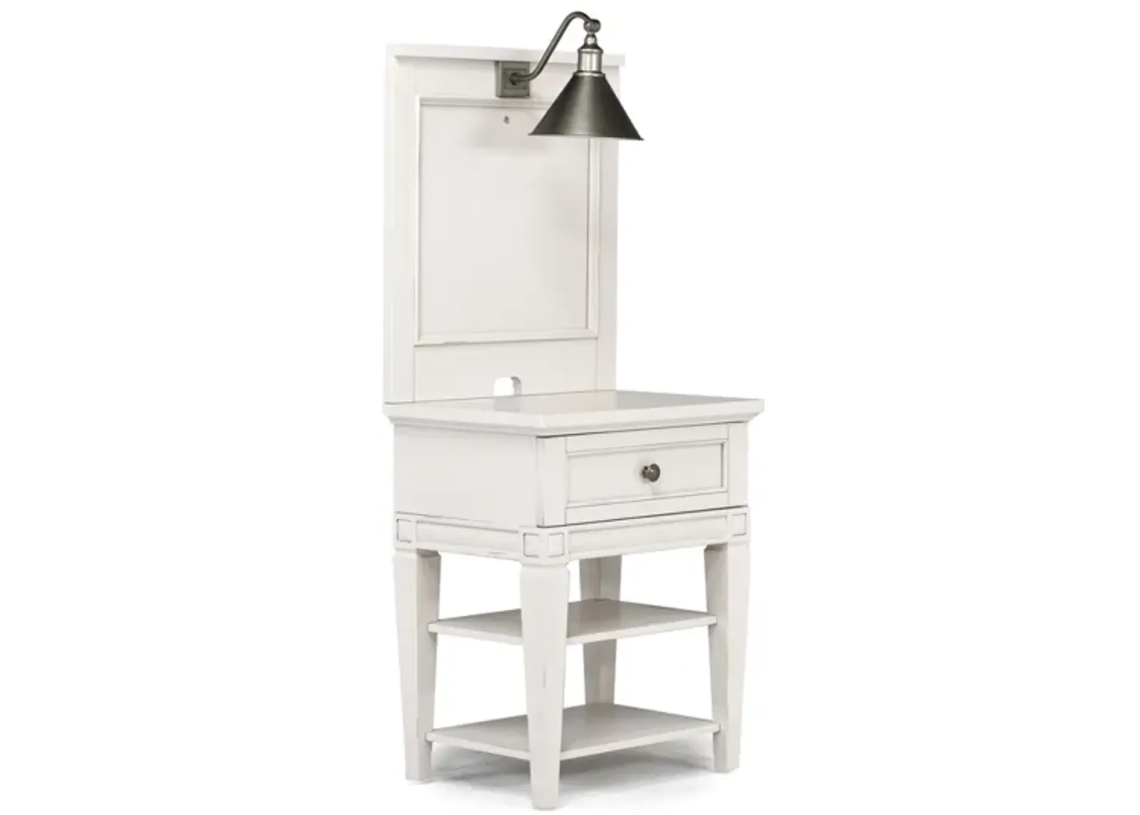 Willowbrook Nightstand & Hutch w/ Lamp in Egg Shell White