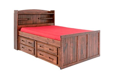 Young Pioneer Bookcase Bed w/ 4 Drawer Storage in Cinnamon, Full