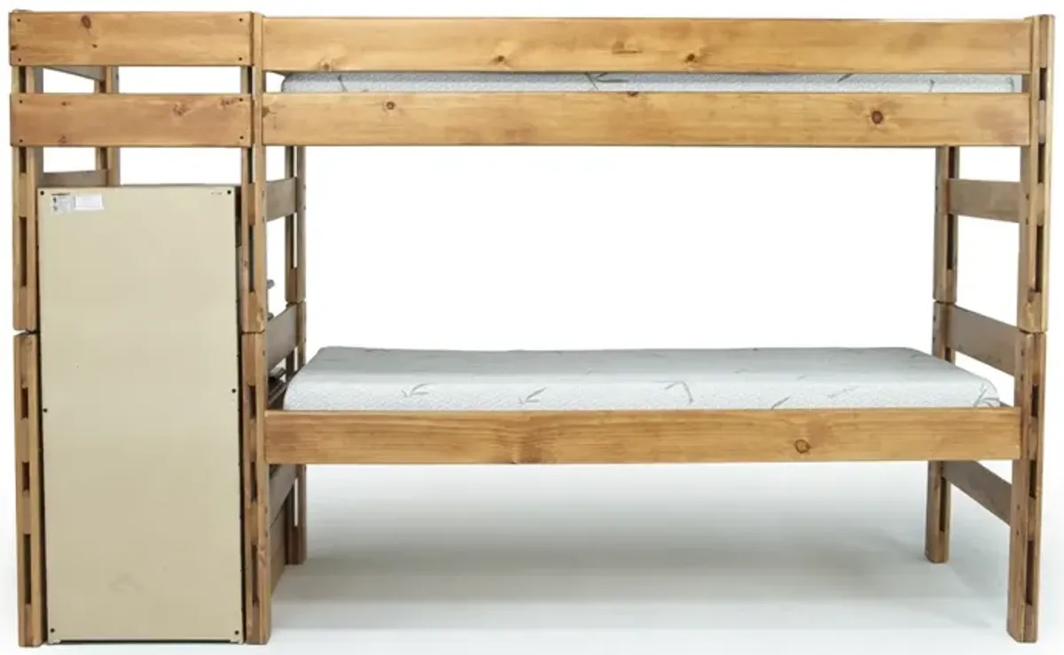 Young Pioneer Bunk w/ Storage Steps in Natural, Twin/Twin