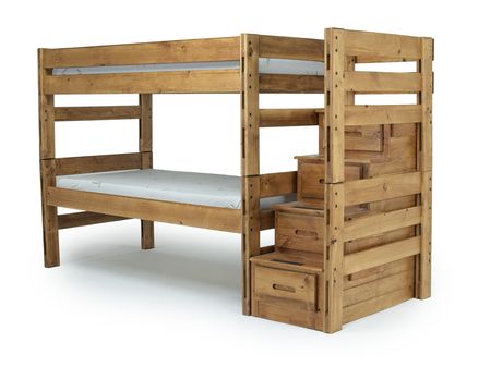 Young Pioneer Bunk w/ Storage Steps in Natural, Twin/Twin