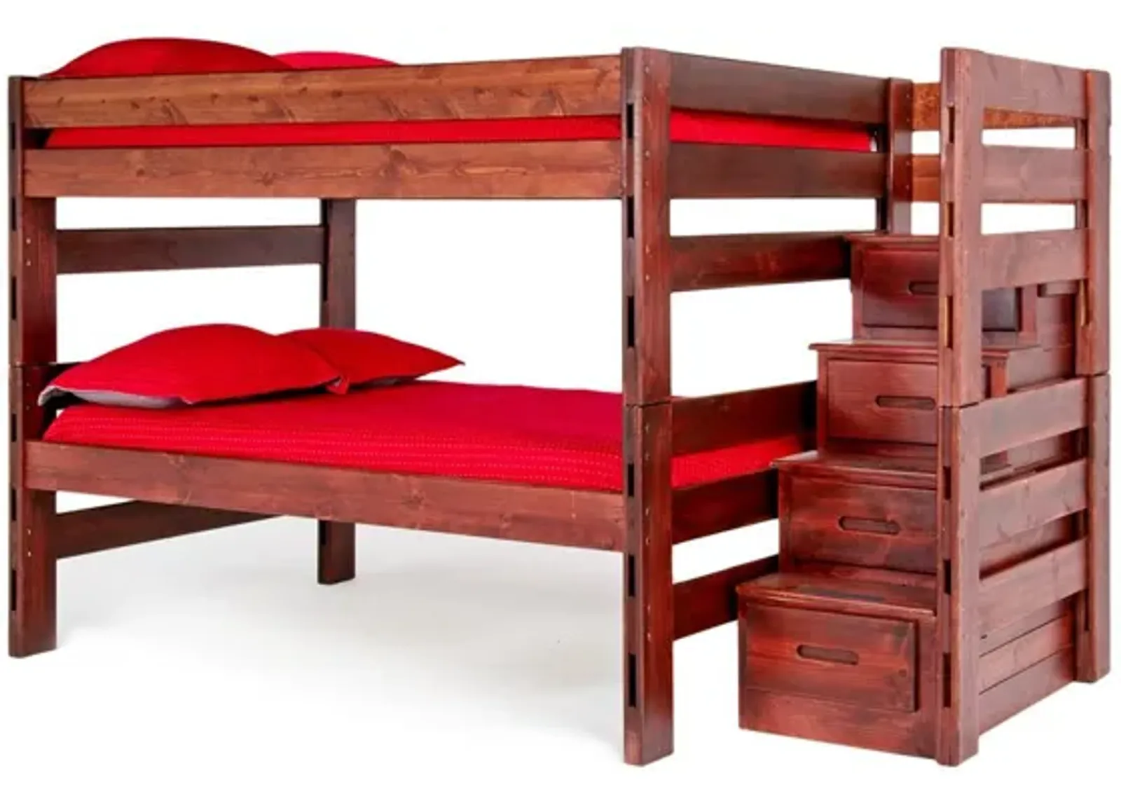 Young Pioneer Bunk w/ Storage Steps in Cinnamon, Twin/Twin