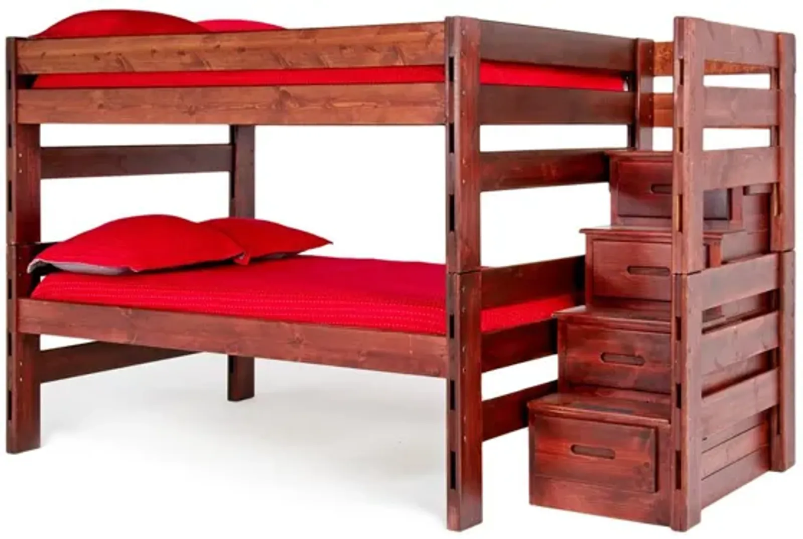 Young Pioneer Bunk w/ Storage Steps in Cinnamon, Twin/Twin