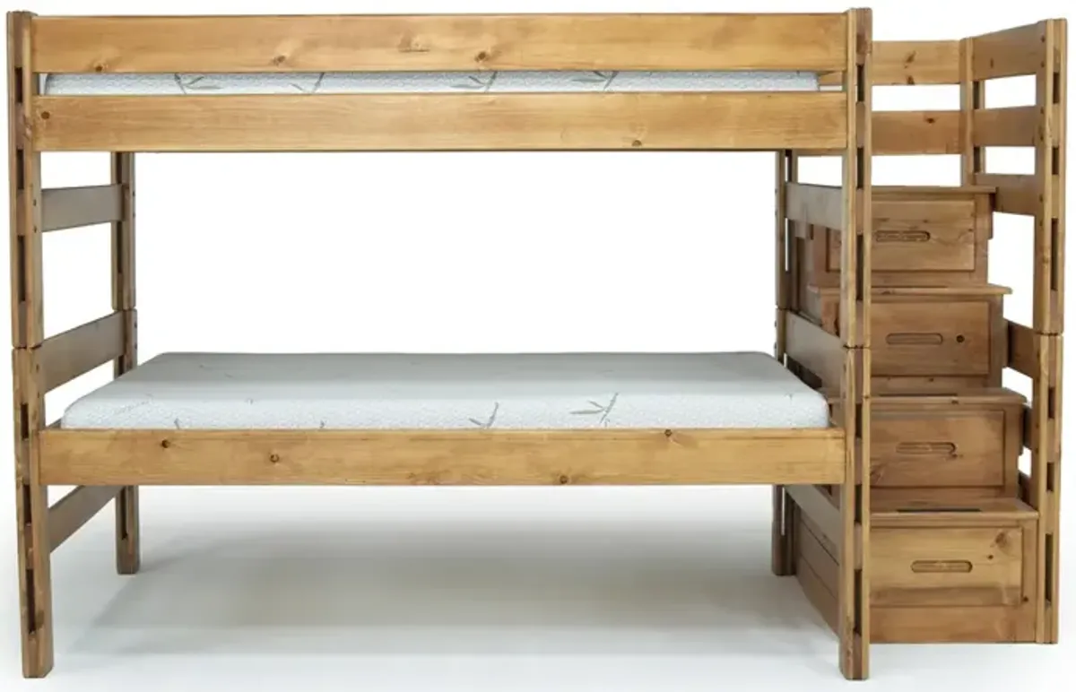 Young Pioneer Bunk w/ Storage Steps in Natural, Full/Full