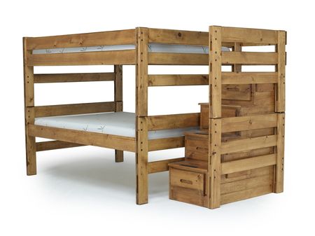 Young Pioneer Bunk w/ Storage Steps in Natural, Full/Full