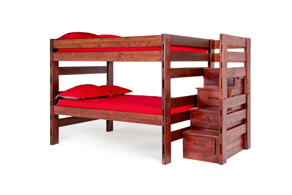 Young Pioneer Bunk w/ Storage Steps in Cinnamon, Full/Full