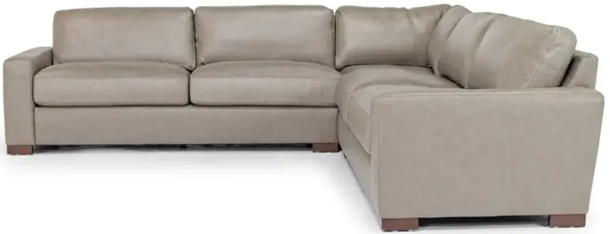 York 3 Piece Sectional in Taupe Leather