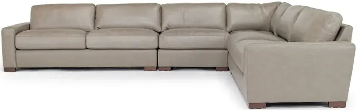 York 4 Piece Sectional in Taupe Leather