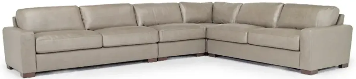 York 4 Piece Sectional in Taupe Leather