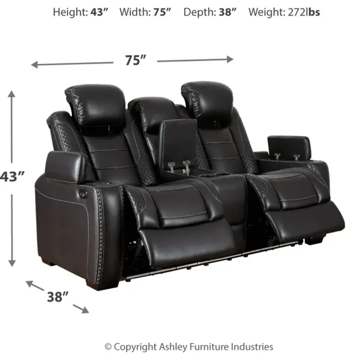 Party Time Power Reclining Loveseat With Console