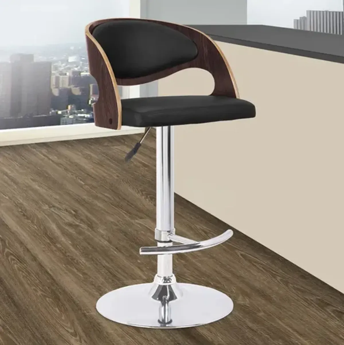 Cali Swivel Black Bar Stool