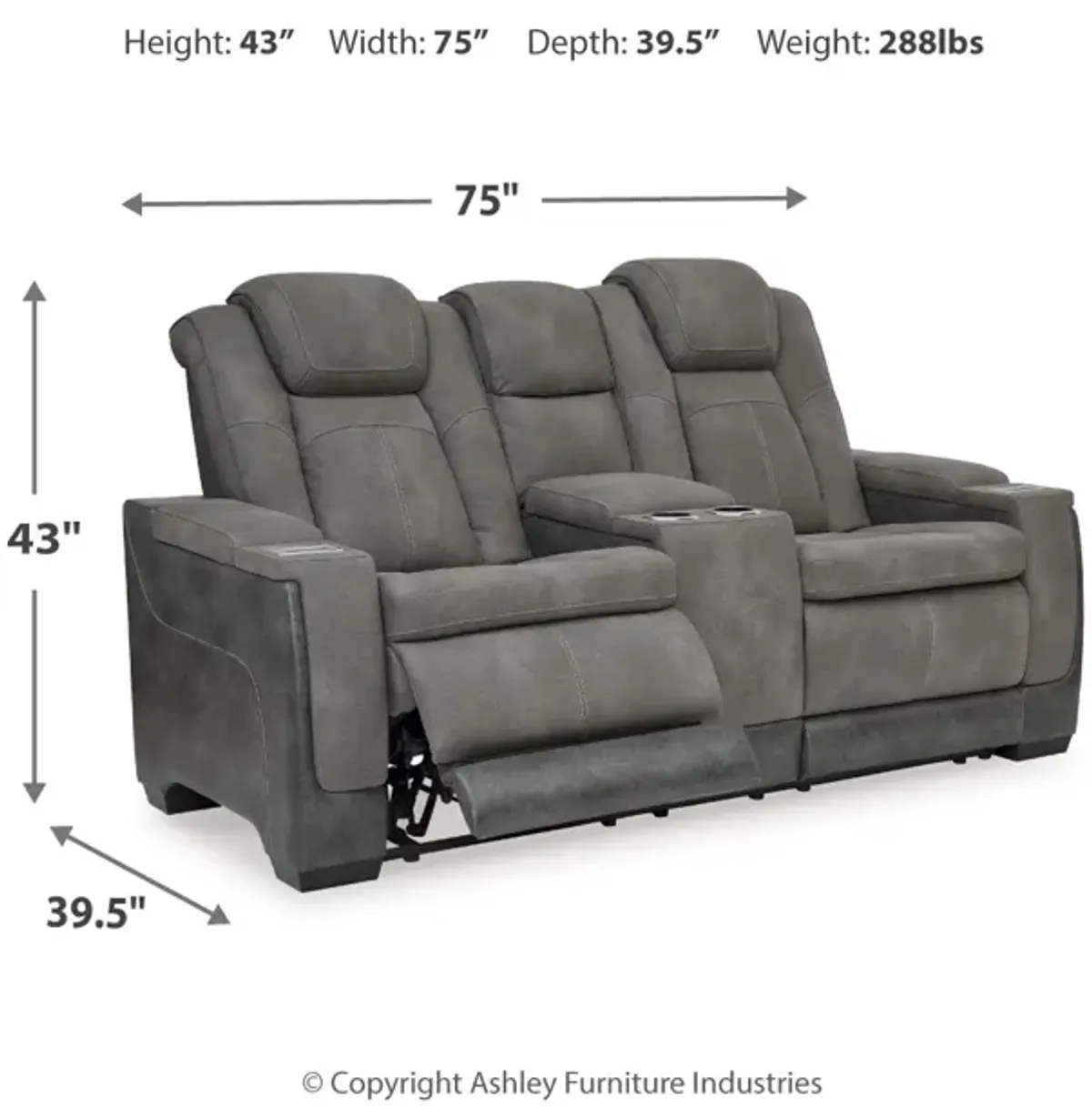 Next-Gen Durapella Power Reclining Console Loveseat