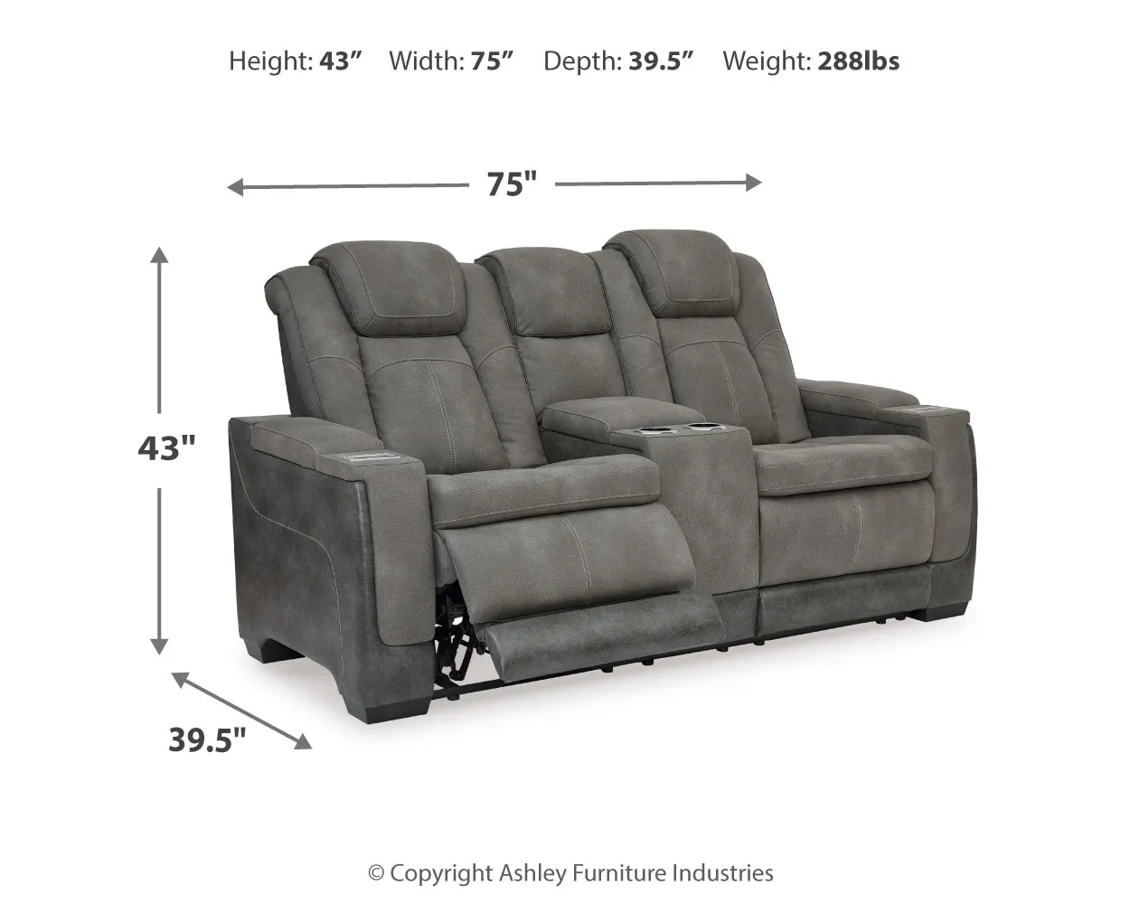 Next-Gen Durapella Power Reclining Console Loveseat