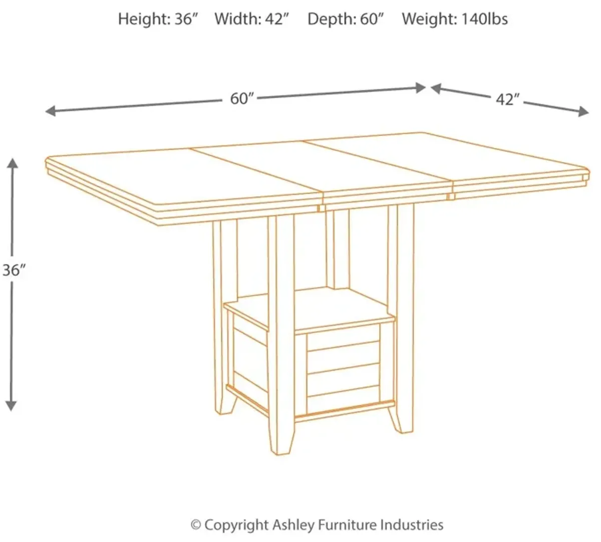 Haddigan Counter Height Dining Extension Table