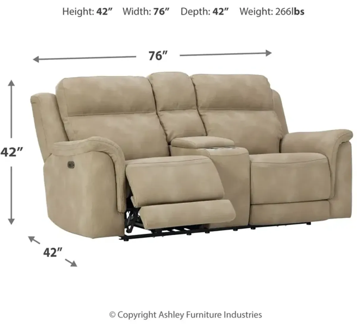 Durapella Power Reclining Console Loveseat