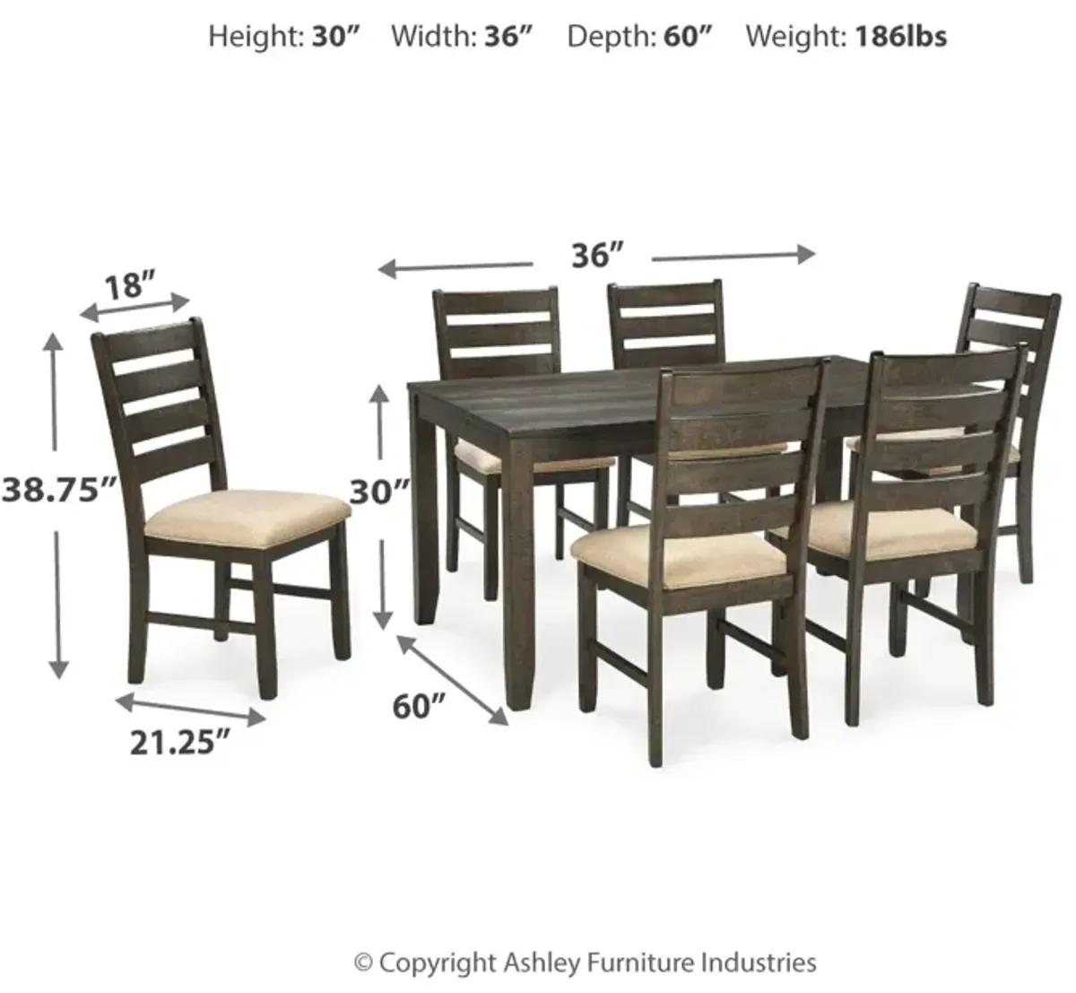 Rokane Dining Table And Chairs (Set Of 7)