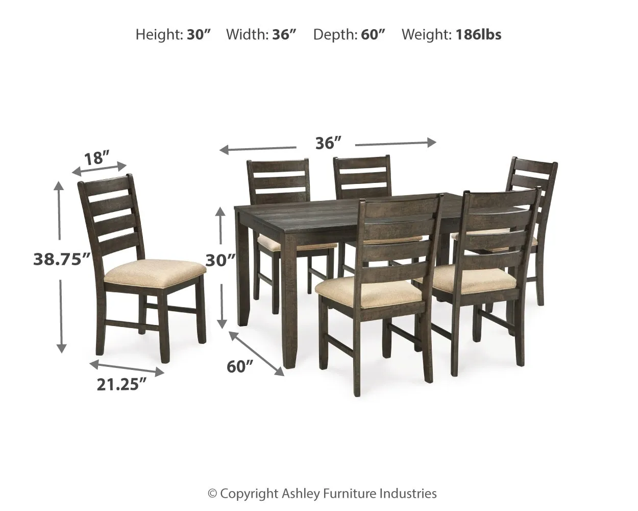 Rokane Dining Table And Chairs (Set Of 7)