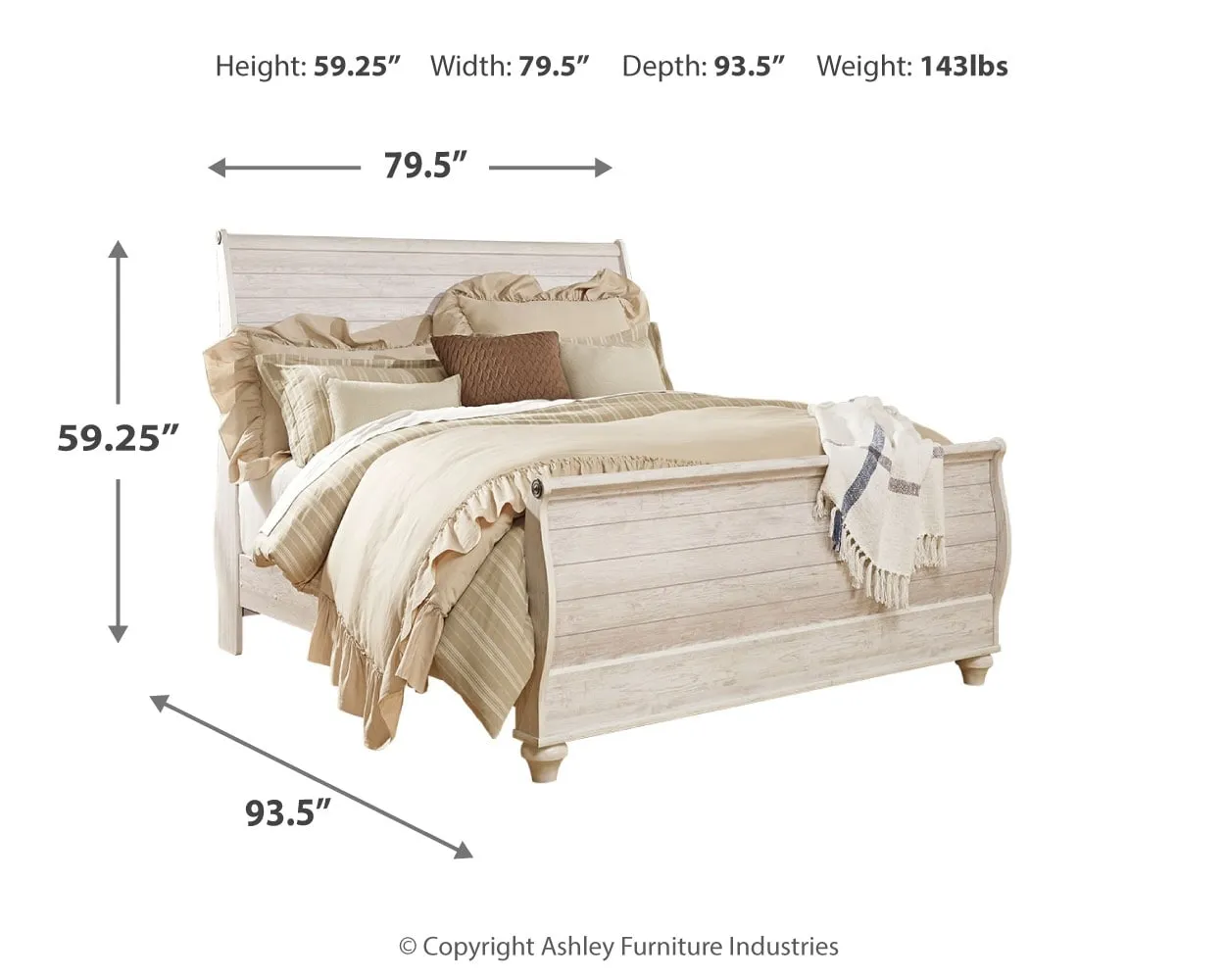 Willowton Sleigh Bed King