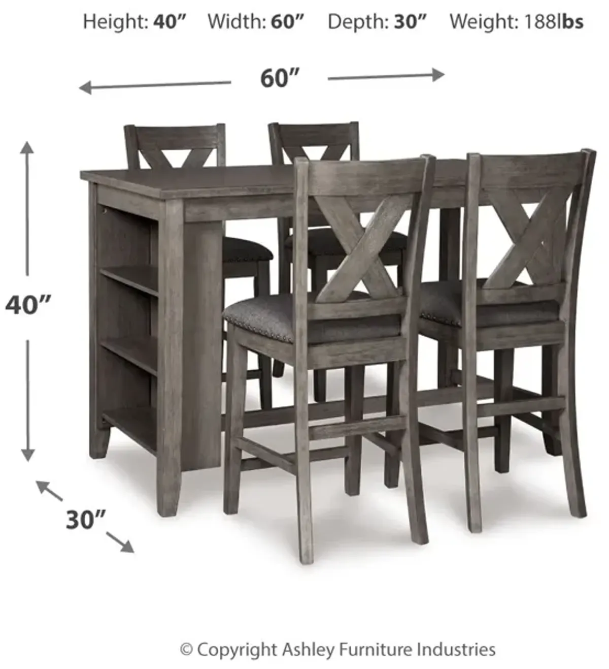 Caitbrook Counter Height Dining Table And 4 Bar Stools